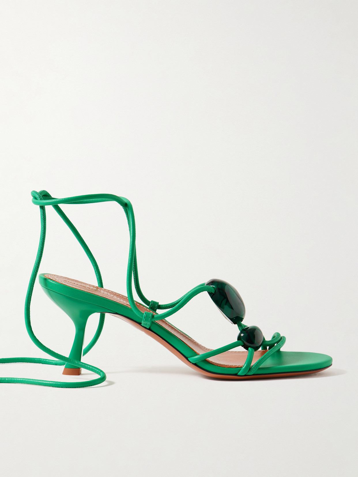 Zimmermann Gleam Embellished Leather Sandals In Green