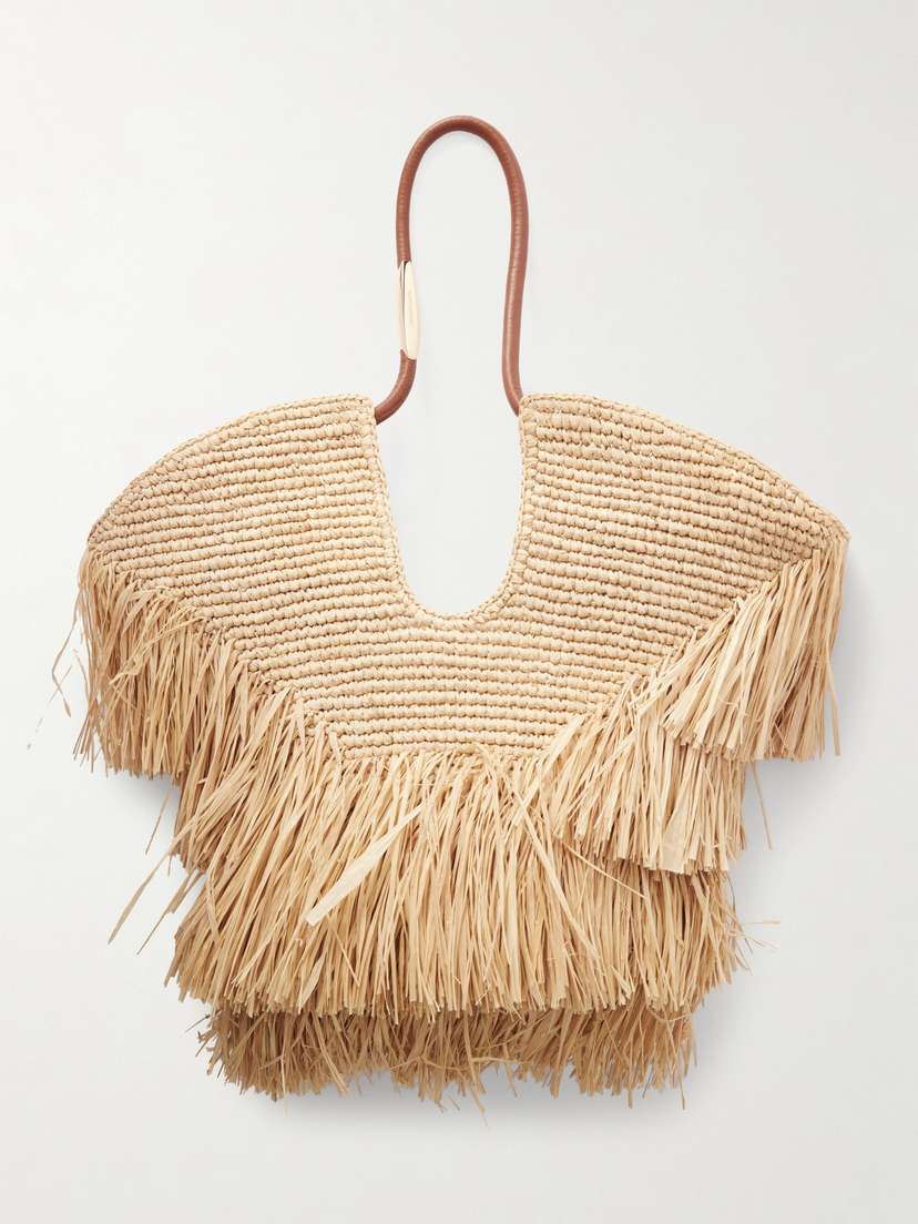 Zimmermann Goldentime Medium Fringed Raffia Tote