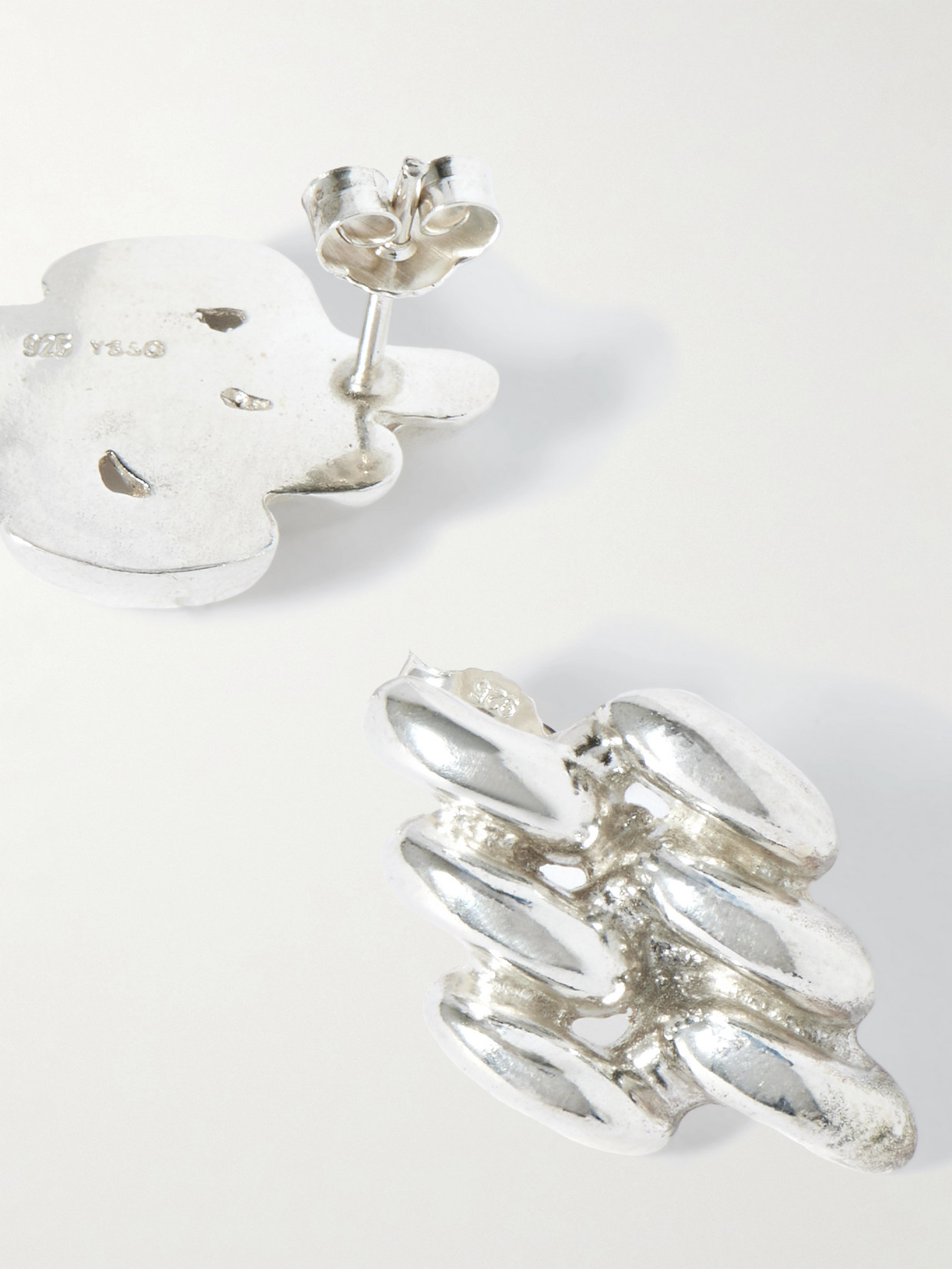 Ysso Mini Chain Link Silver Earrings In Silver
