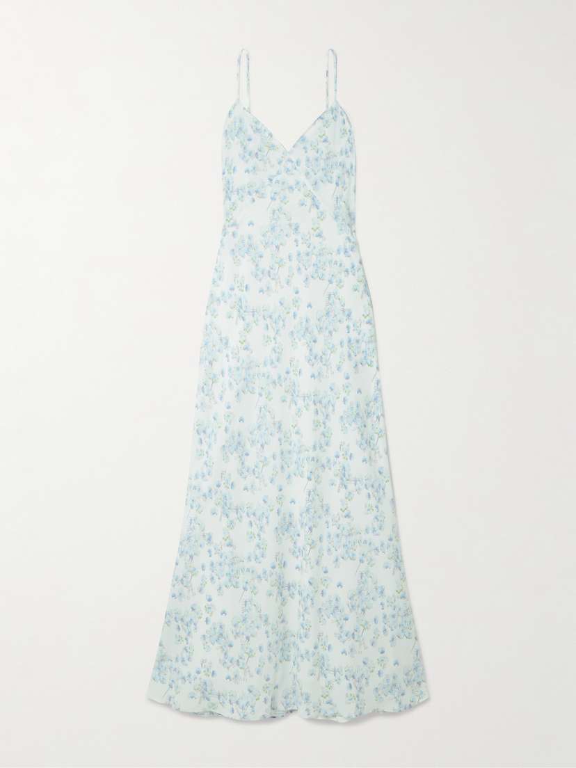 Theory Floral-print Satin Midi Dress