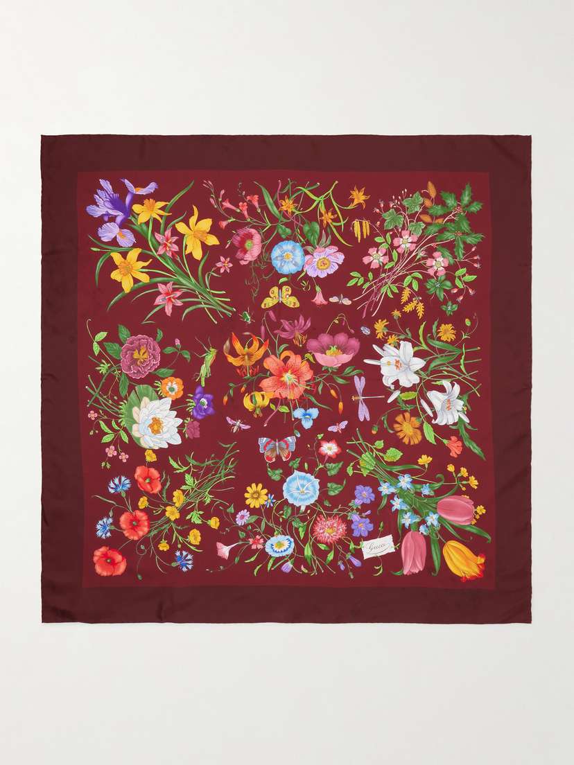 Gucci Flora Floral-print Silk-twill Scarf