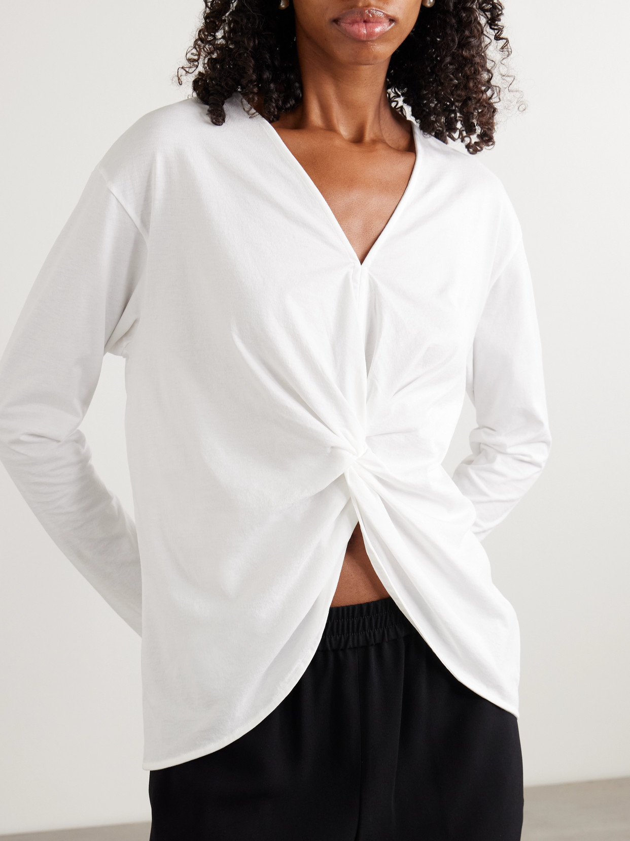 Theory Twist-front Pima Cotton Blouse
