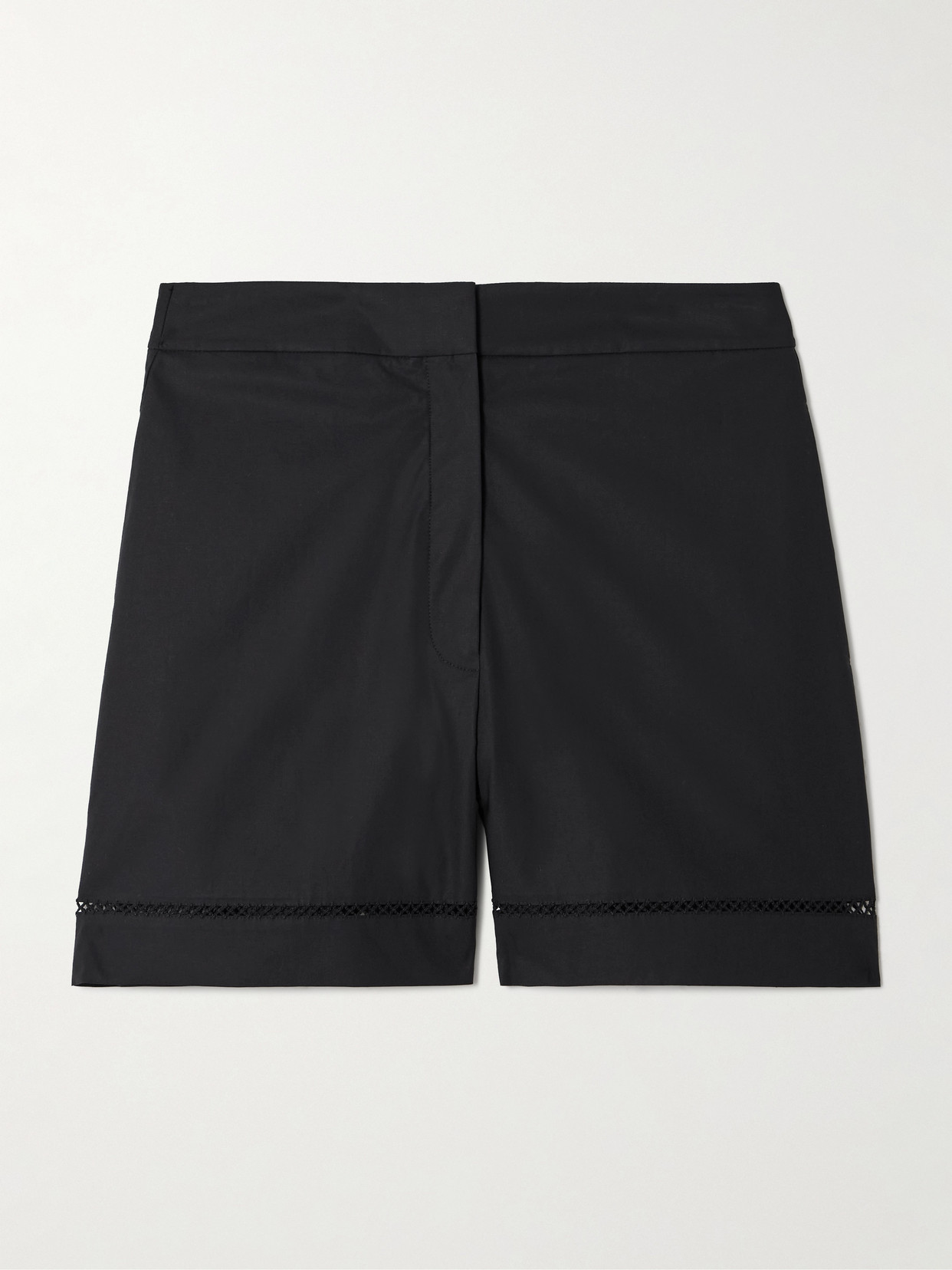 Theory - Lace-trimmed Cotton-blend Poplin Shorts - Navy