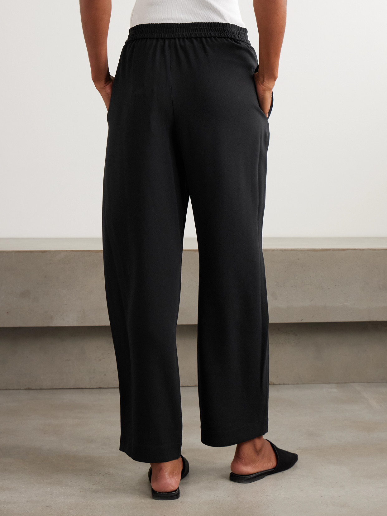 Theory Flat Front Virgin Wool Ankle Wide Leg Pants In Blue