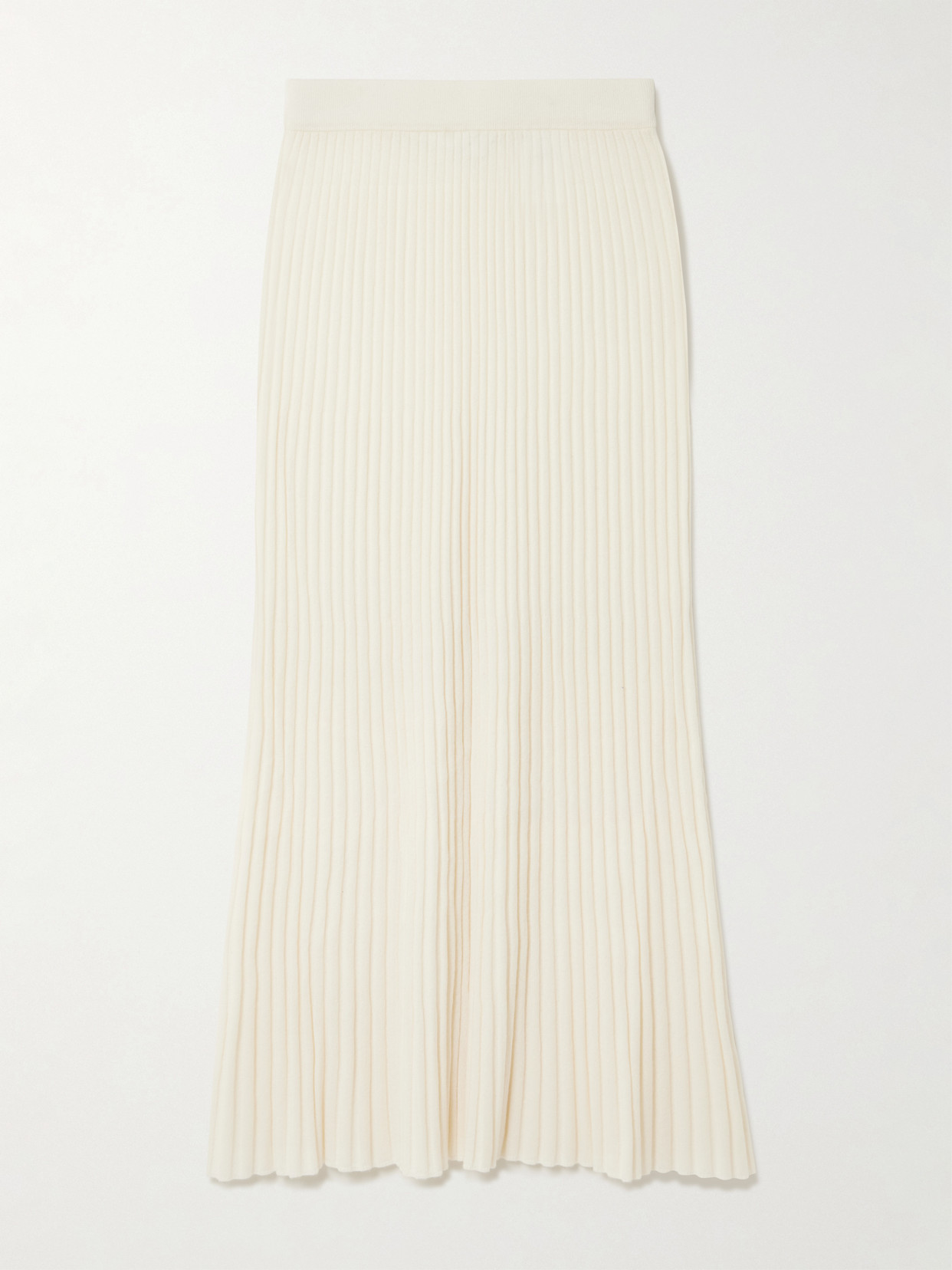 Arch4 Nillie Ribbed Organic Cashmere Midi Skirt In White