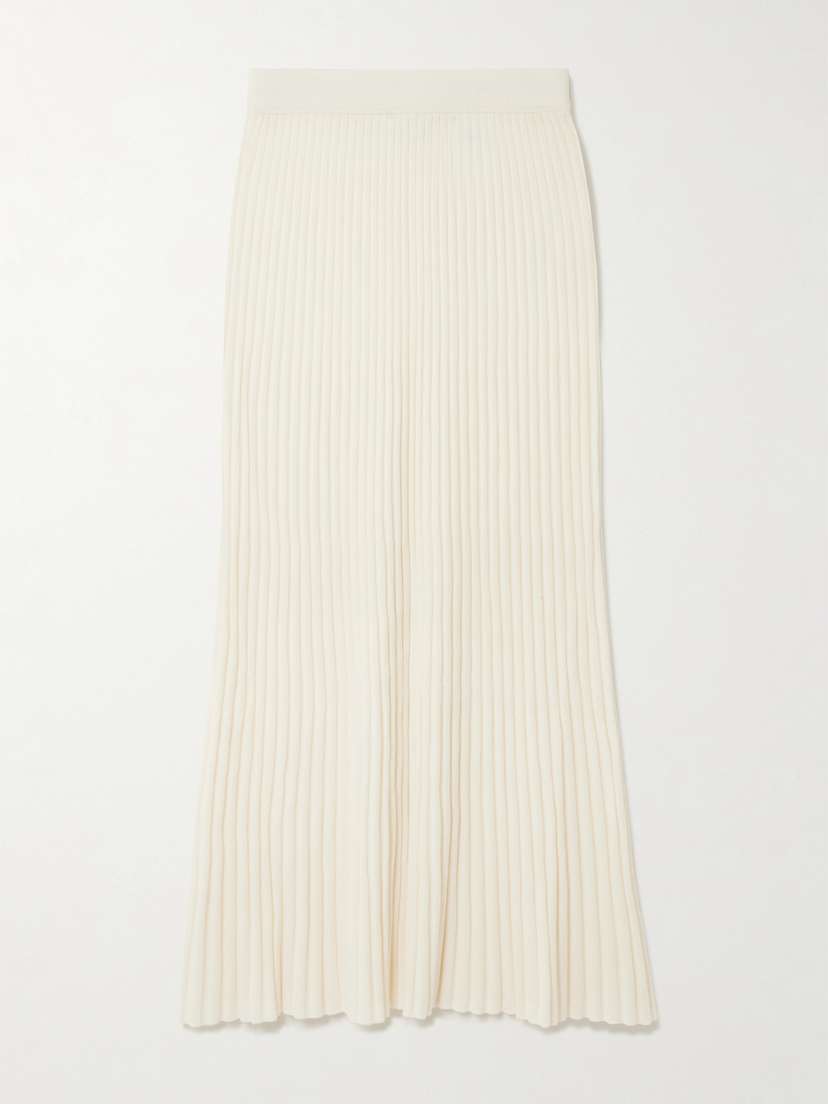 Arch4 Nillie Ribbed Organic Cashmere Midi Skirt
