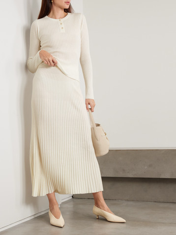 arch4 Nillie ribbed organic cashmere midi skirt