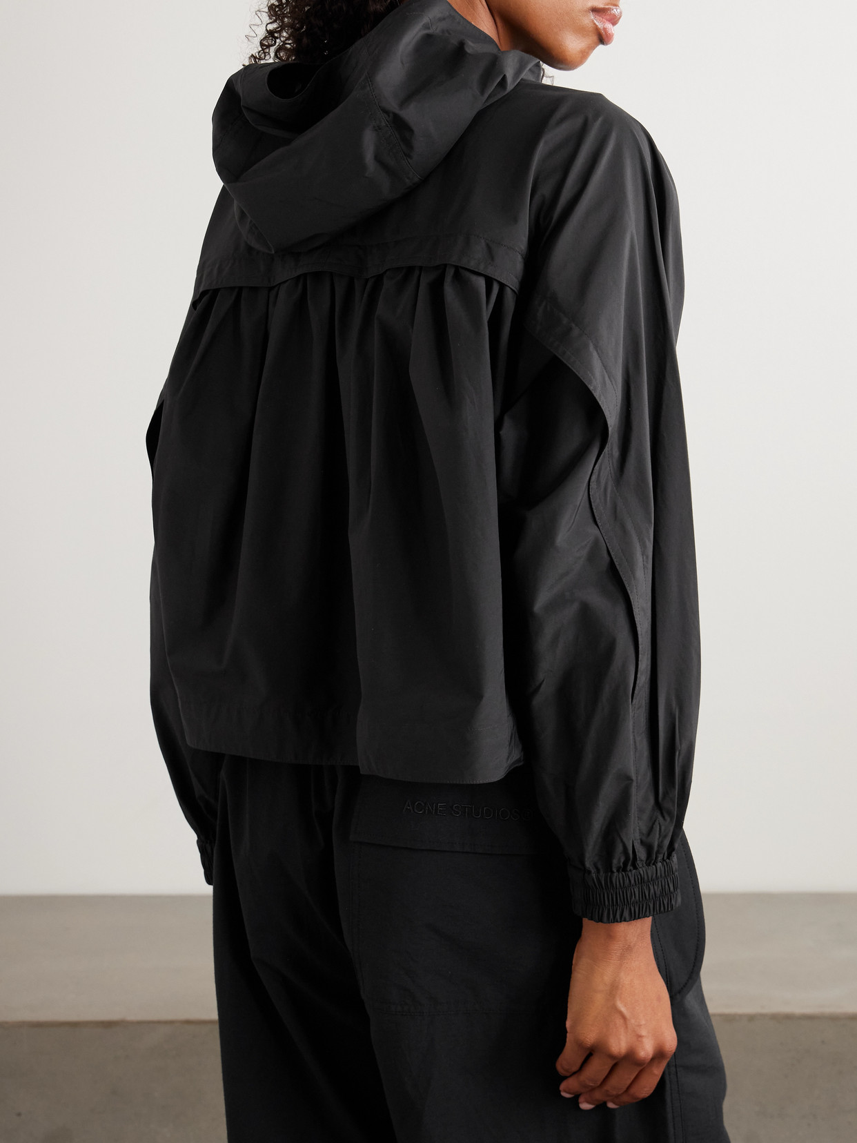 Theory Hooded Gathered Cotton-blend Shell Jacket