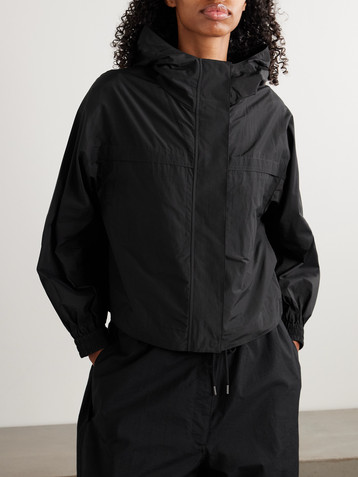 Theory Hooded gathered cotton-blend shell jacket