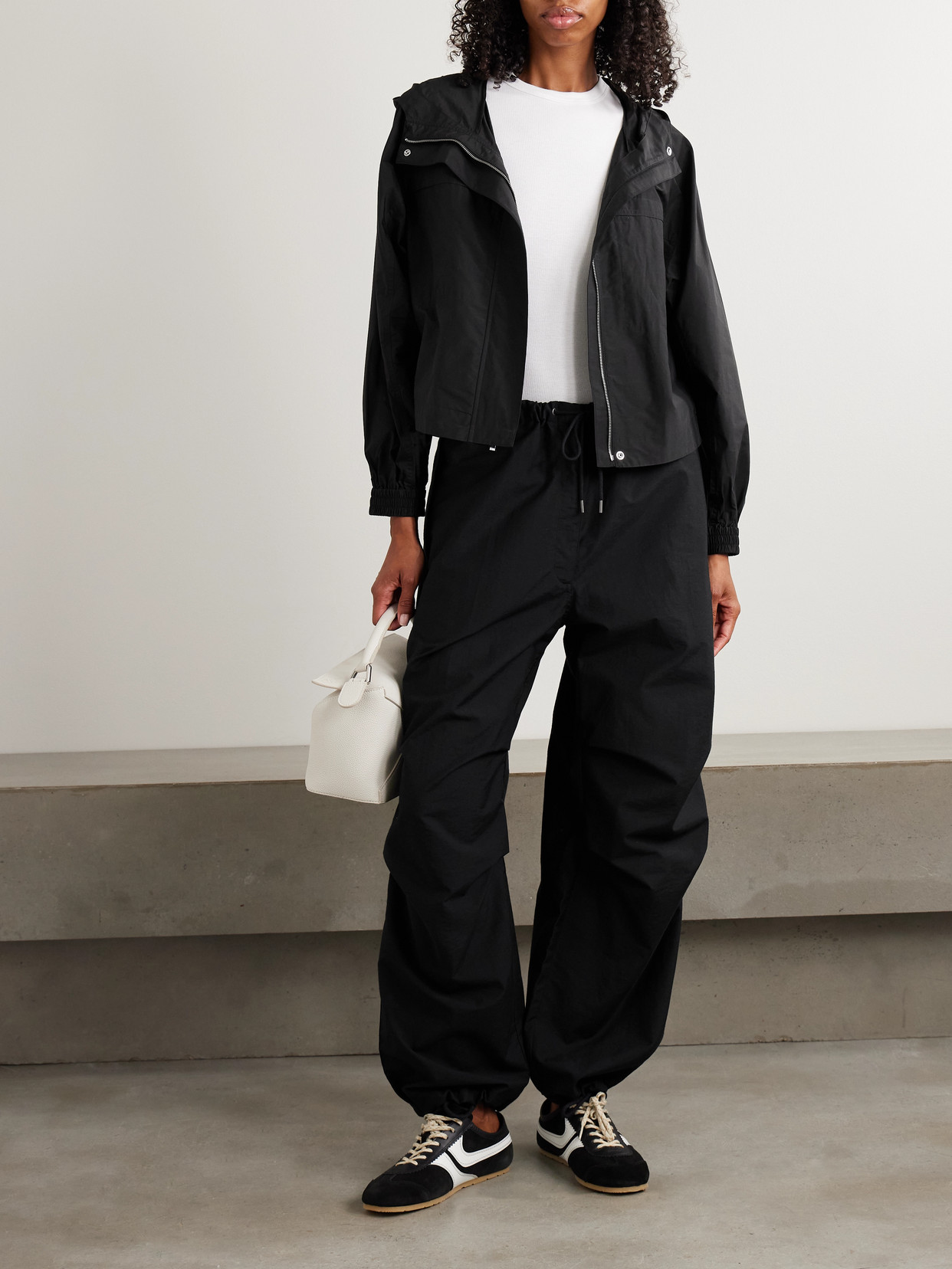 Theory Hooded Gathered Cotton-blend Shell Jacket