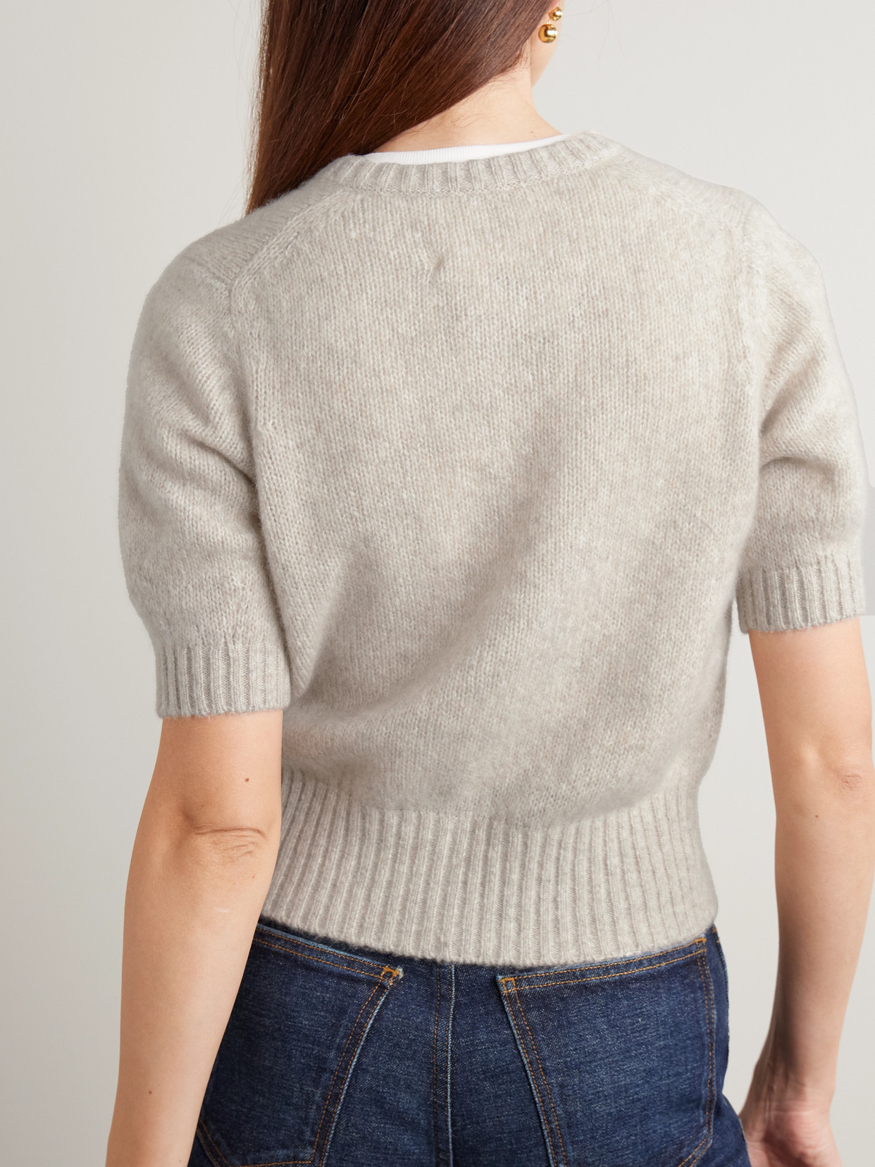 Arch4 Rome Cropped Organic Cashmere And Silk-blend Cardigan In Neutral