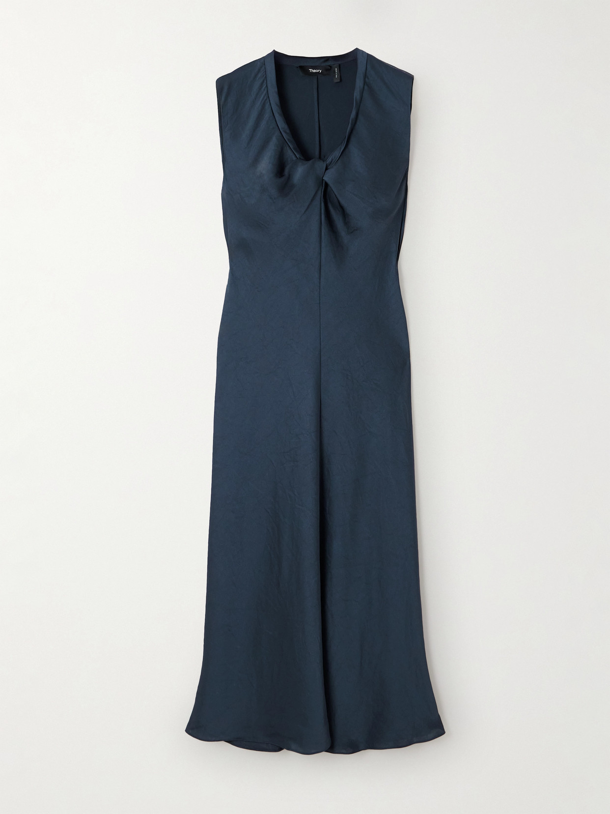 Theory Twist Scoop Recycled-satin Dress In Blue