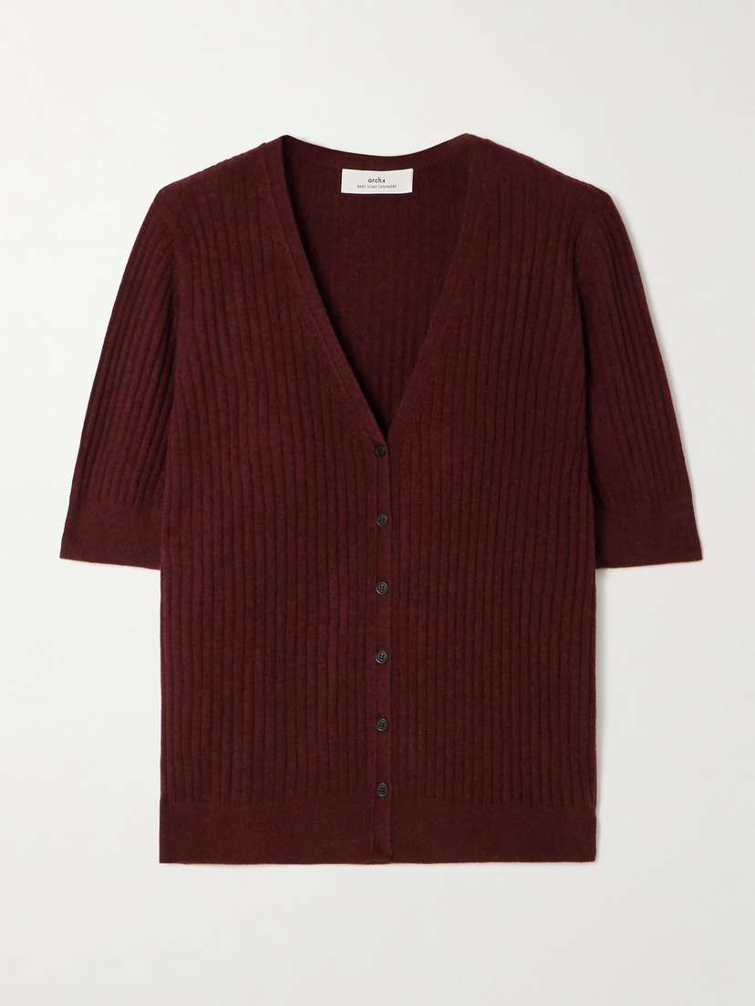 Arch4 Katya Ribbed Organic Cashmere Cardigan