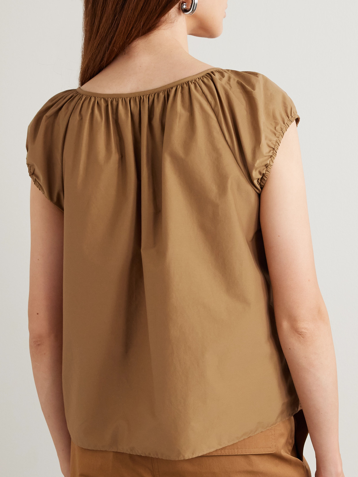 Theory Tie-neck Cotton-blend Poplin Blouse