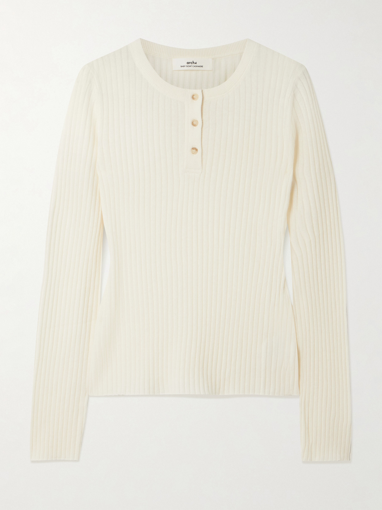 Arch4 Noa Ribbed Organic Cashmere Top In White