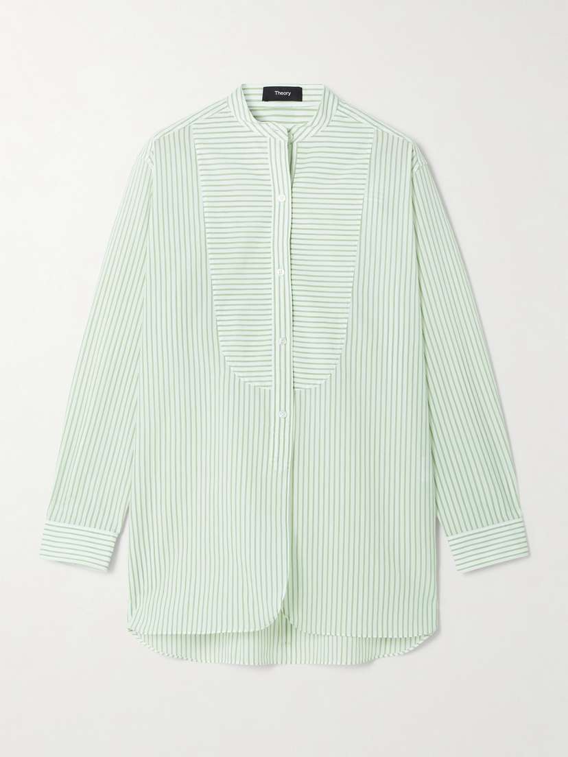 Theory Striped Cotton-blend Poplin Shirt