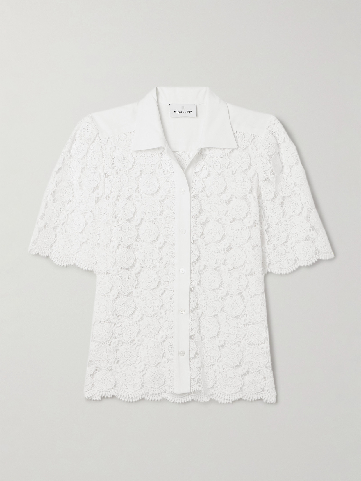 Miguelina Petunia Linen-trimmed Guipure Lace Cotton Shirt