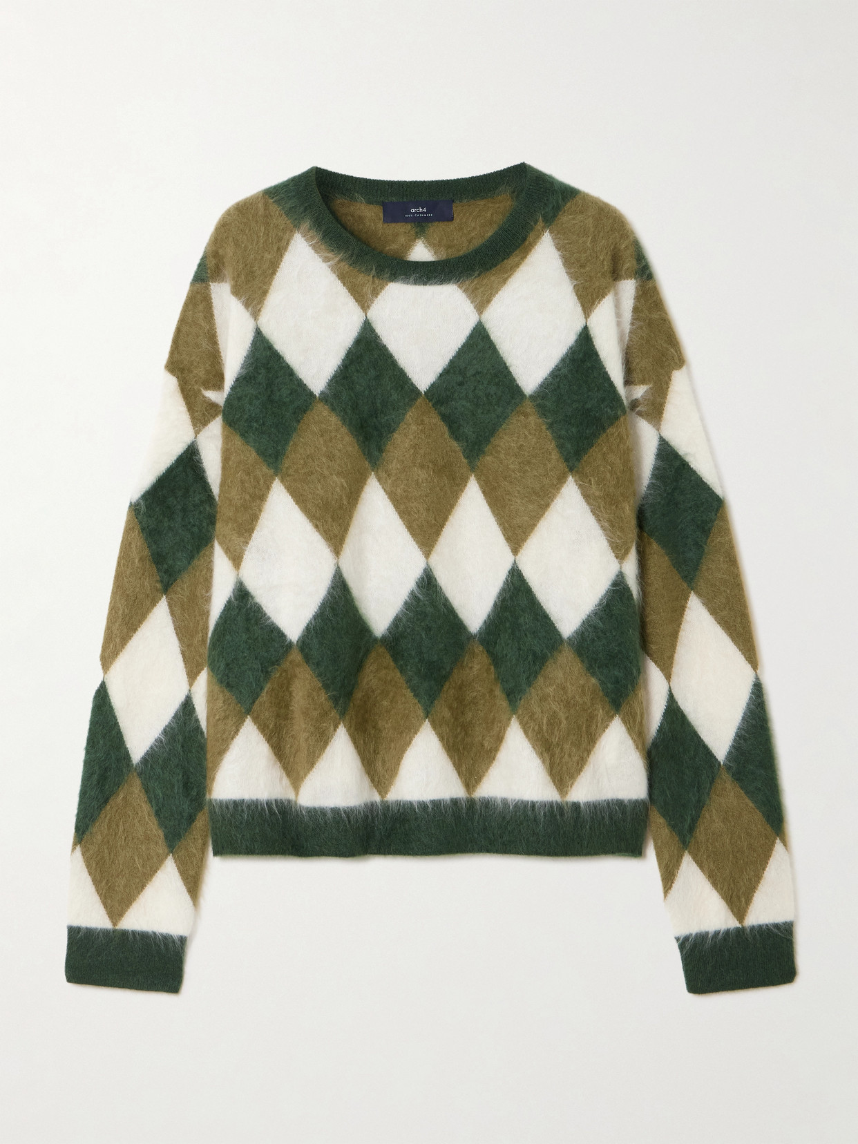 Arch4 Leon Argyle Brushed Organic Cashmere Sweater In Green