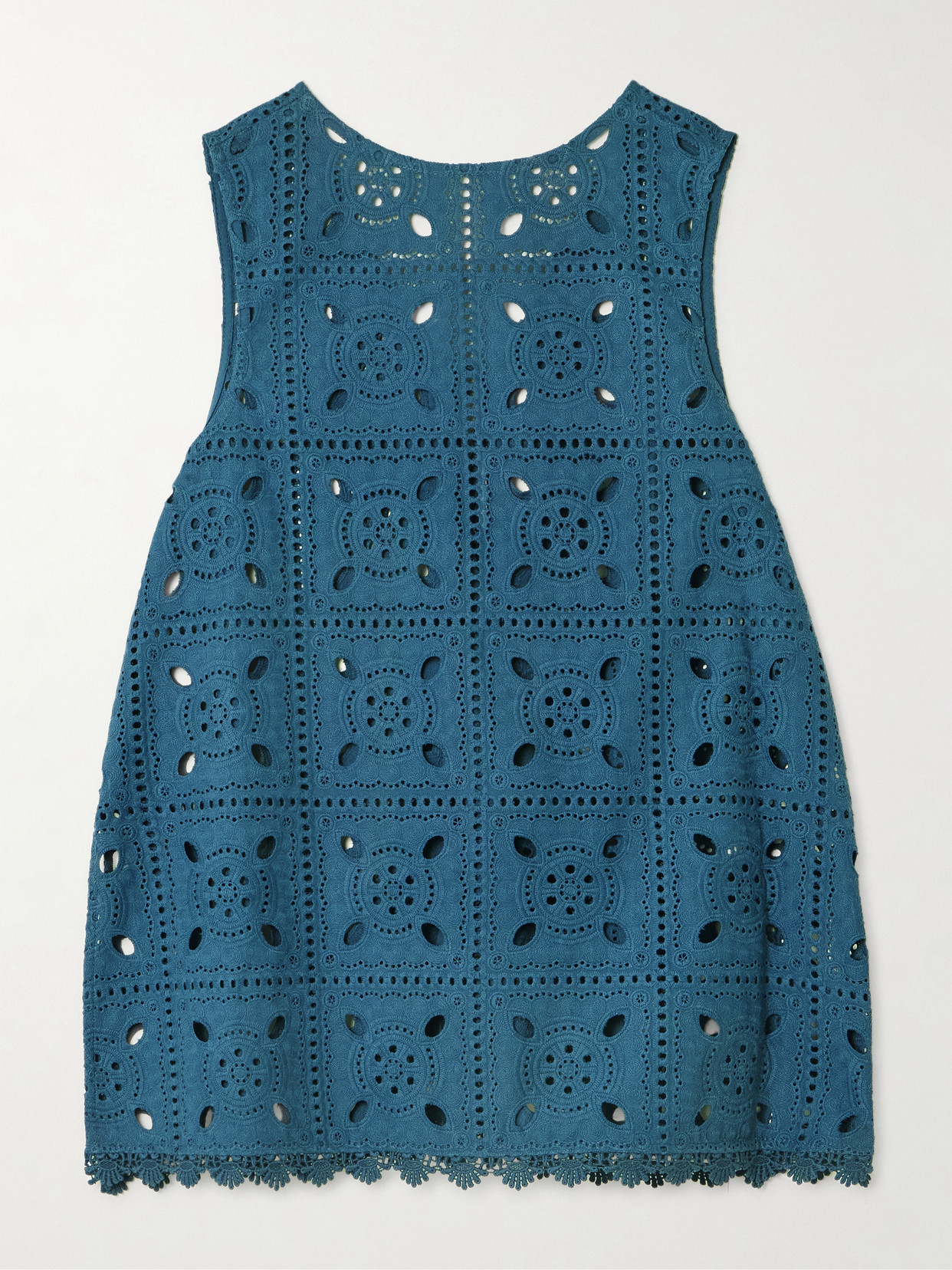 Miguelina Tula Reversible Scalloped Broderie Anglaise Cotton Top In Blue
