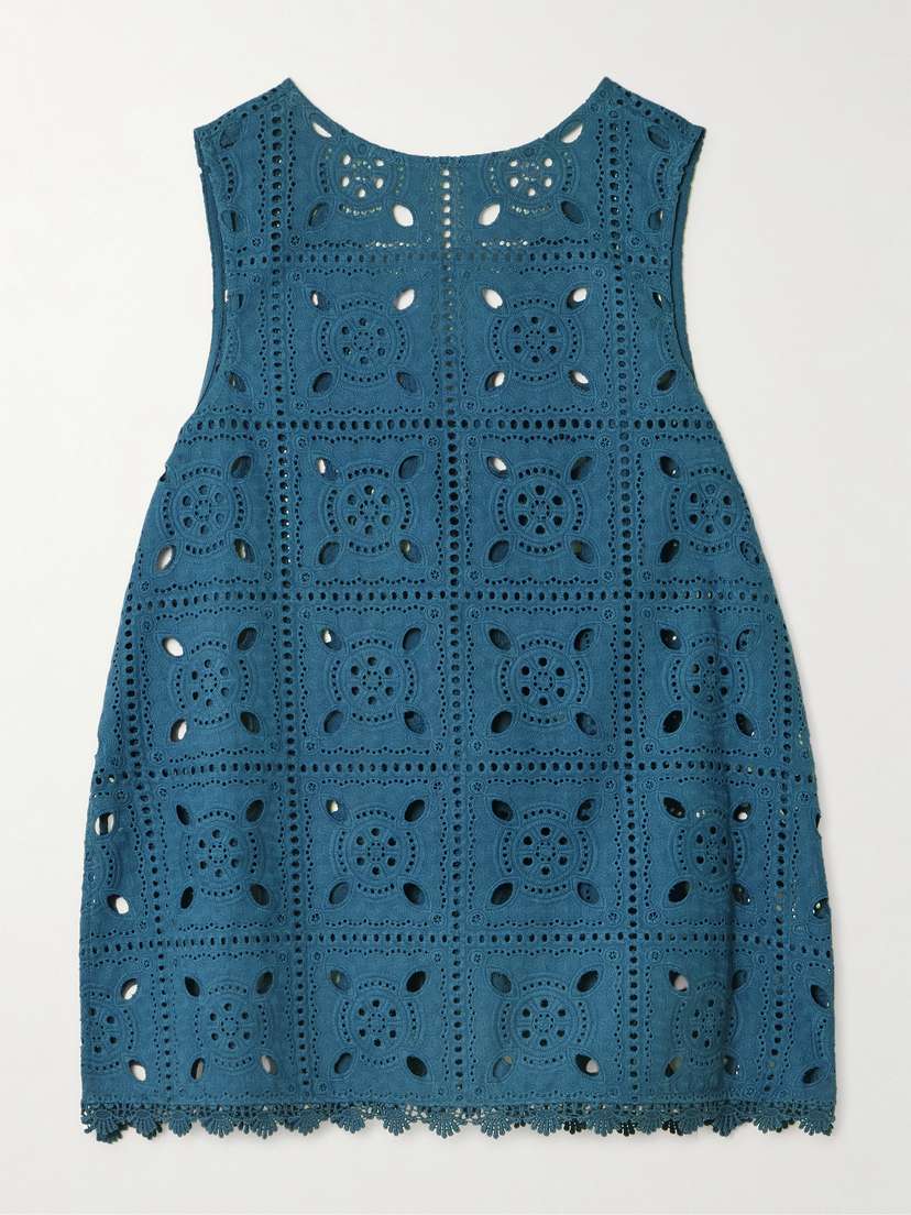 Miguelina Tula Reversible Scalloped Broderie Anglaise Cotton Top