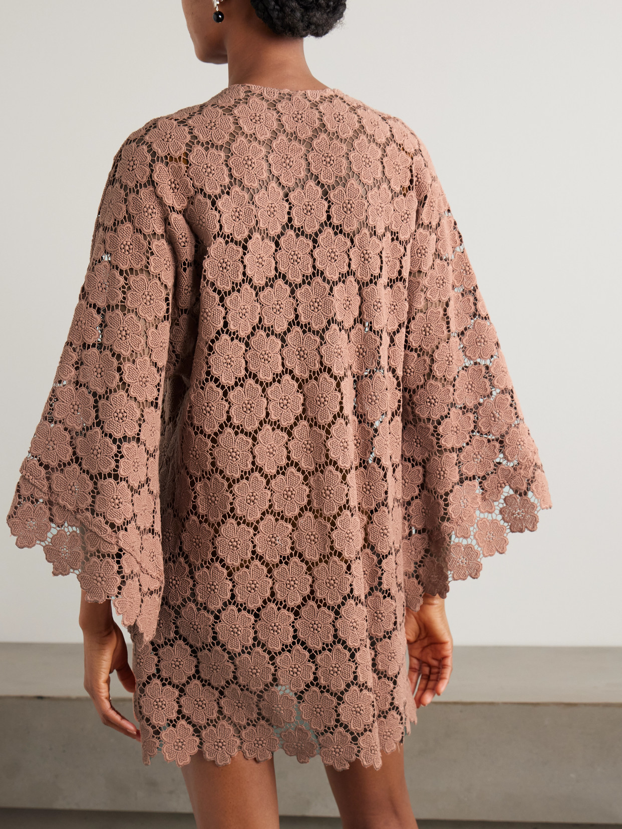 Miguelina Gianina Cotton Guipure Lace Kaftan In Brown