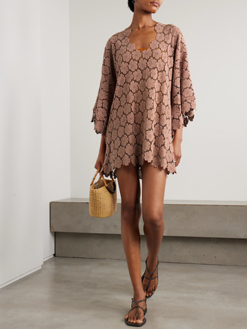 Miguelina Gianina cotton guipure lace kaftan