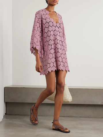 Miguelina Gianina cotton guipure lace kaftan