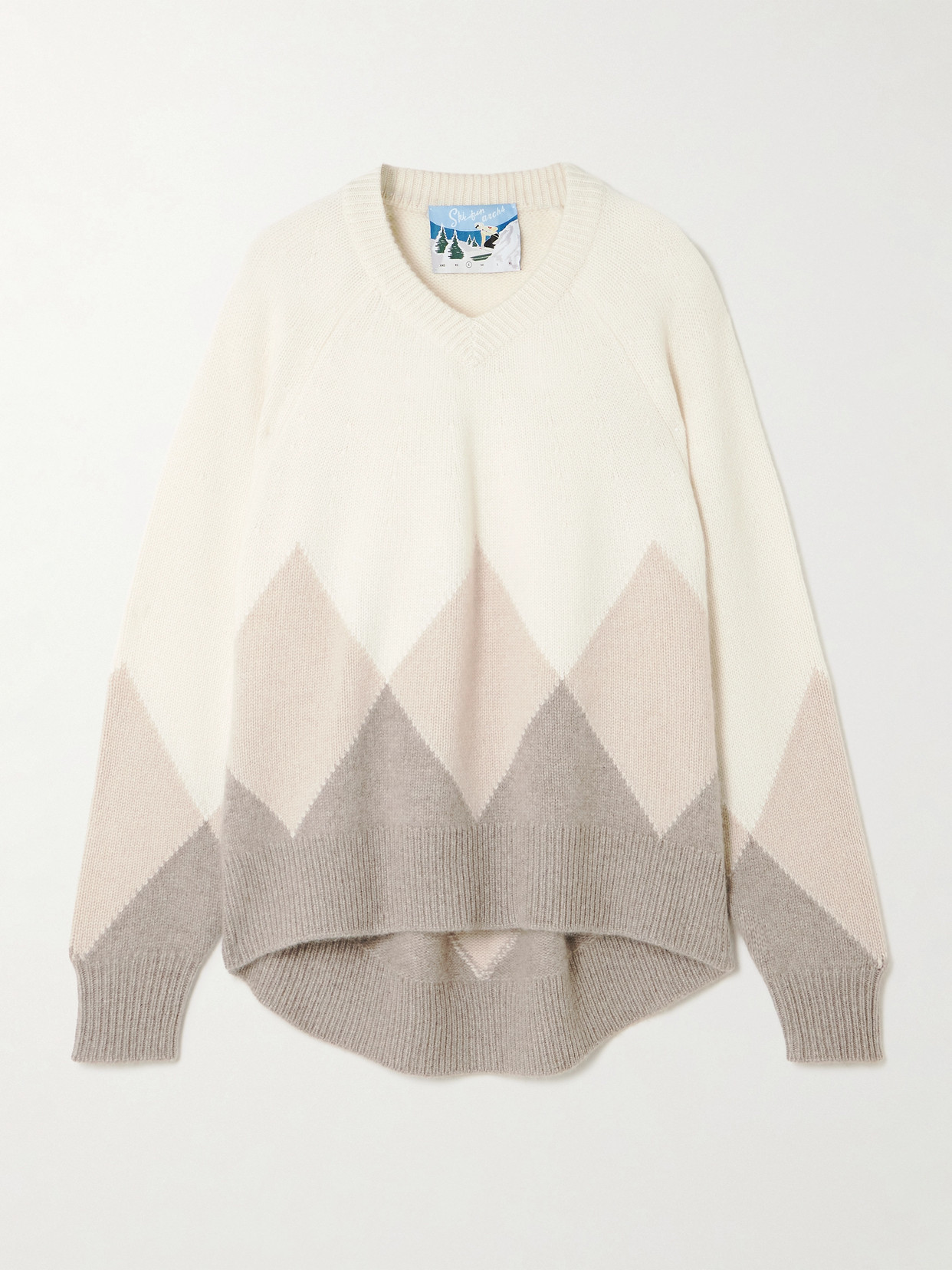 Arch4 New Sloane Argyle Organic Cashmere Sweater In White