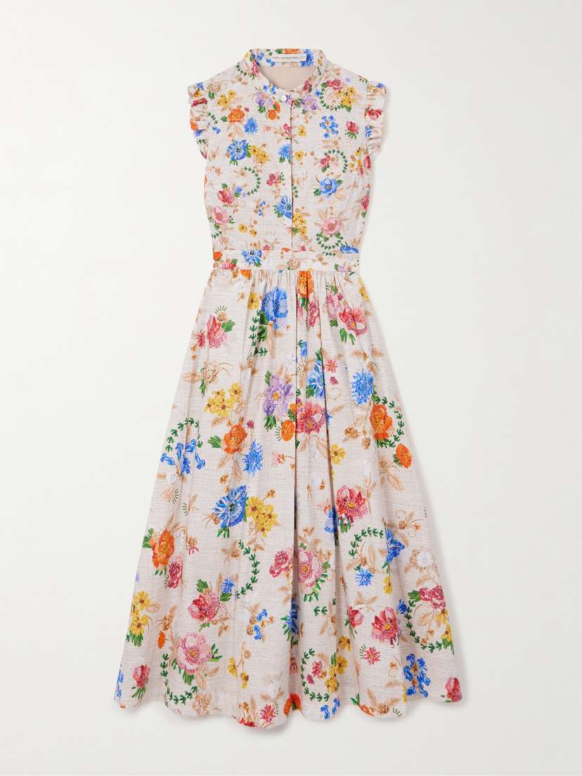 Mary Katrantzou Sezanne Floral-print Cotton-poplin Midi Dress