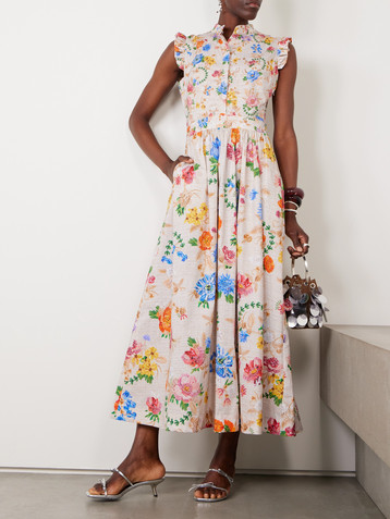 MARY KATRANTZOU Sezanne floral-print cotton-poplin midi dress