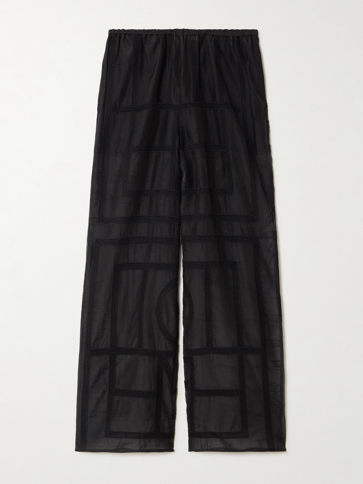 Totême Embroidered Organic Cotton And Silk-blend Voile Wide-leg Pants