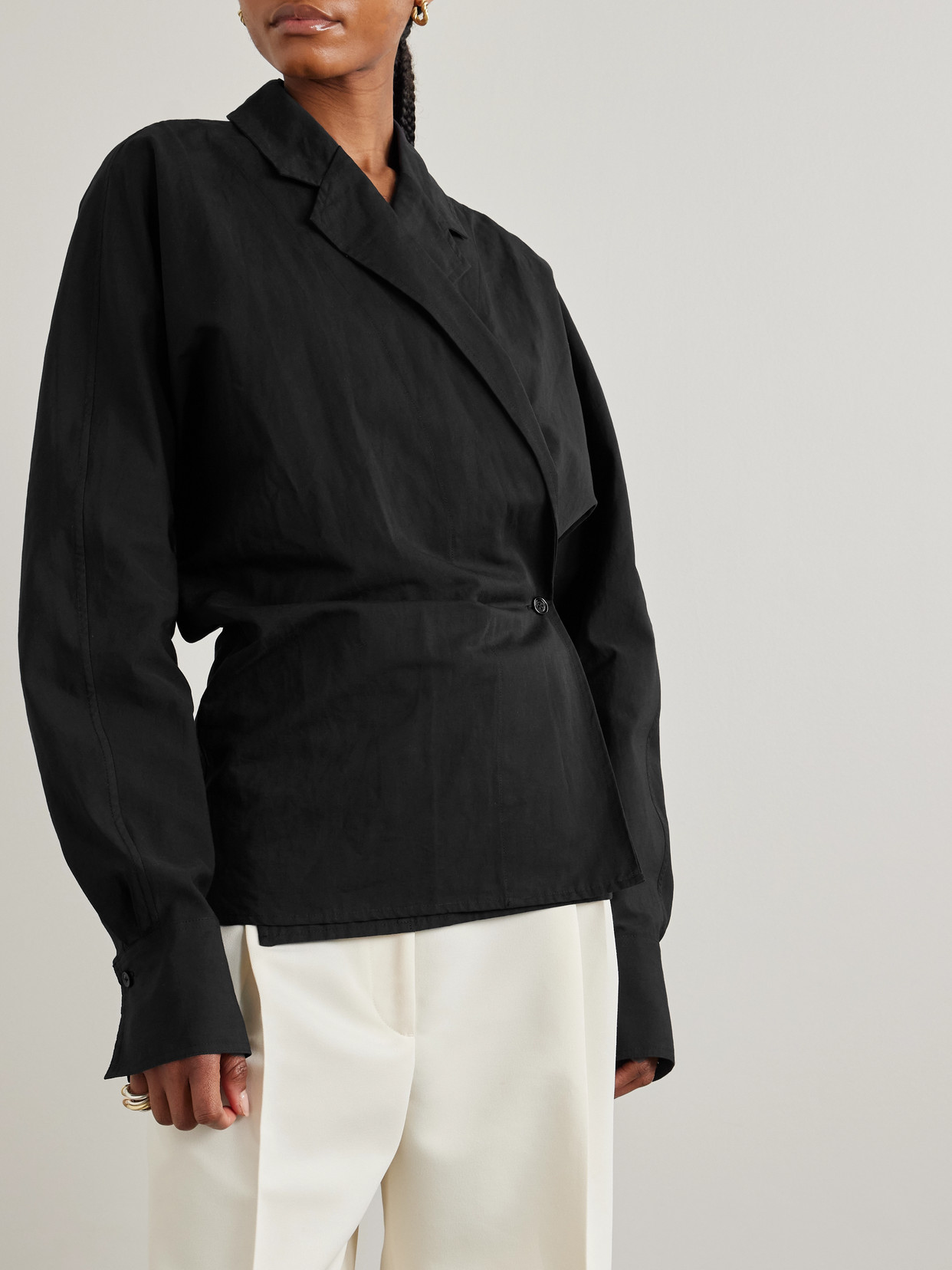 Totême Organic Cotton And Linen-blend Wrap Blouse