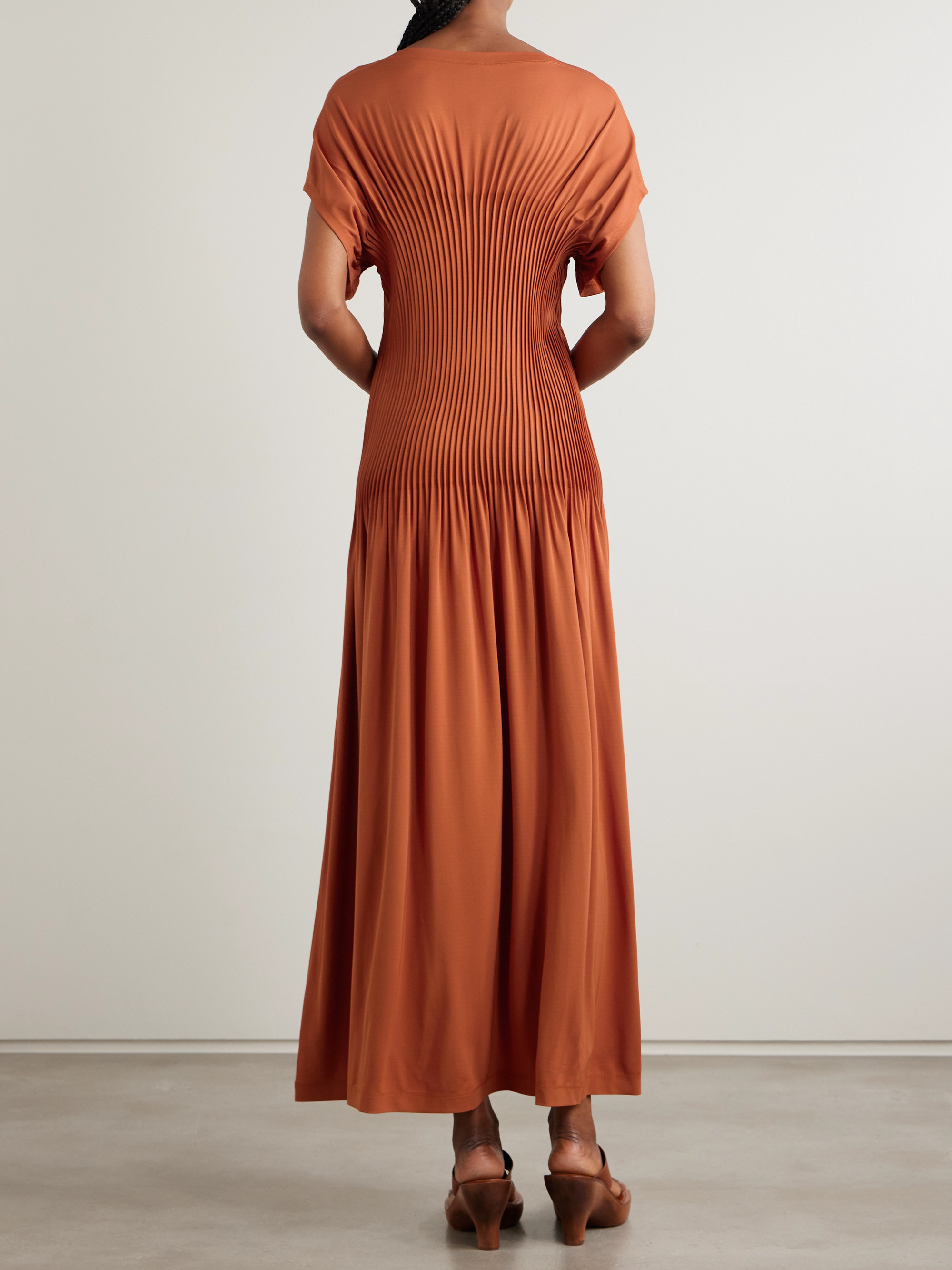TOTEME Pleated stretch-jersey maxi dress thumbnail