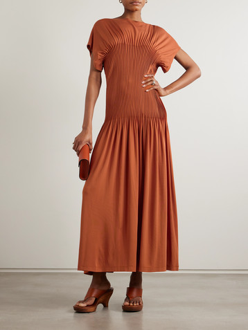 TOTEME Pleated stretch-jersey maxi dress
