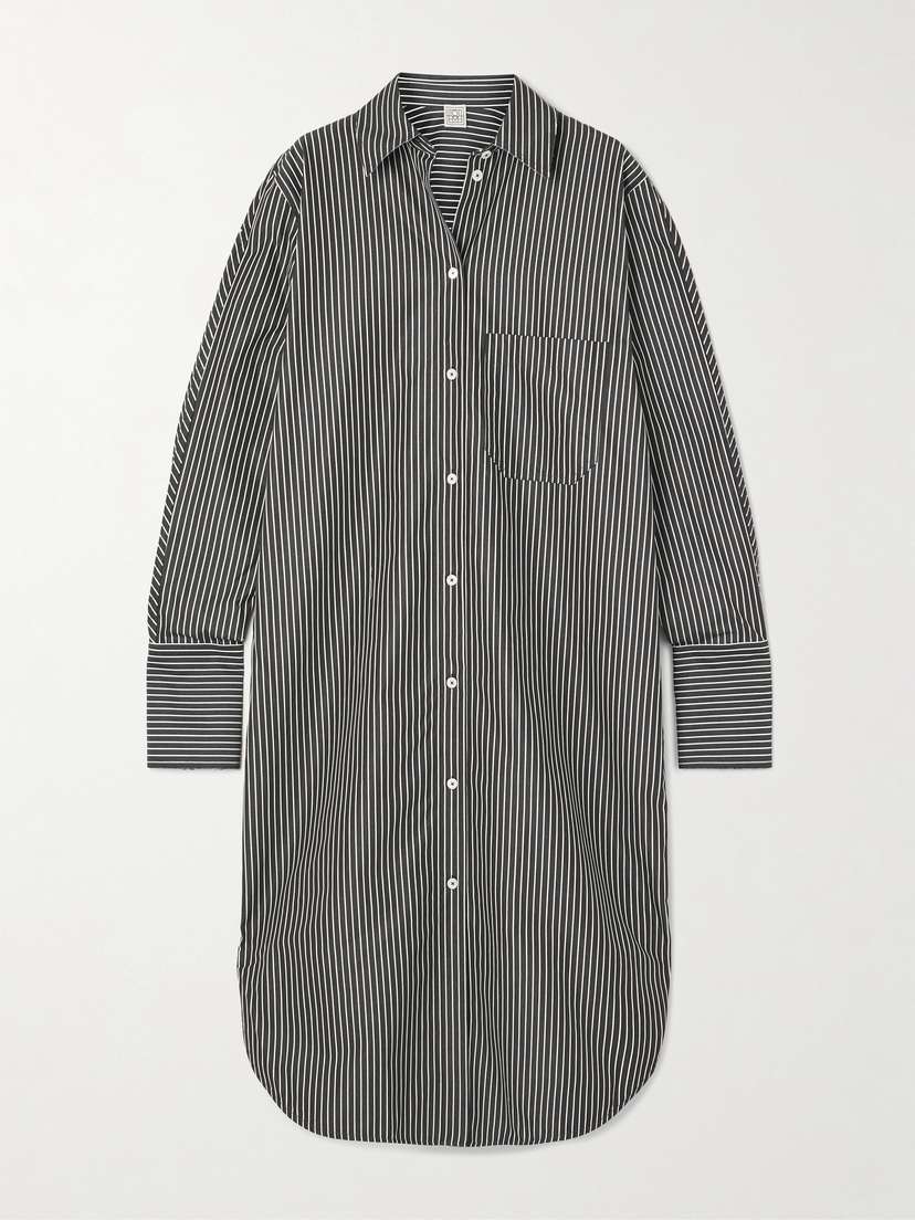 TOTEME Striped Organic Cotton-poplin Midi Shirt Dress