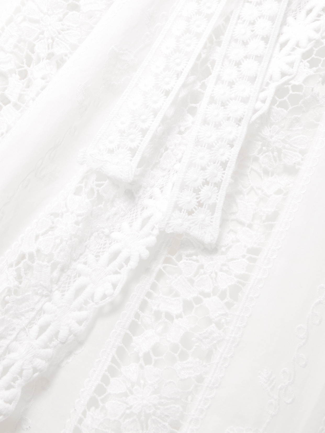 Miguelina Lucinda Belted Embroidered Voile And Lace Coverup In White