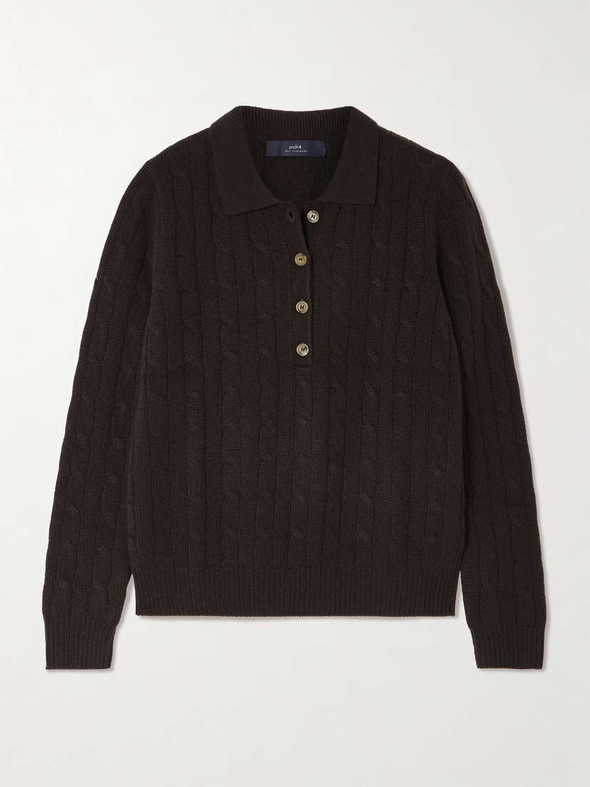 Arch4 Comet Cashmere Cable-knit Polo Sweater