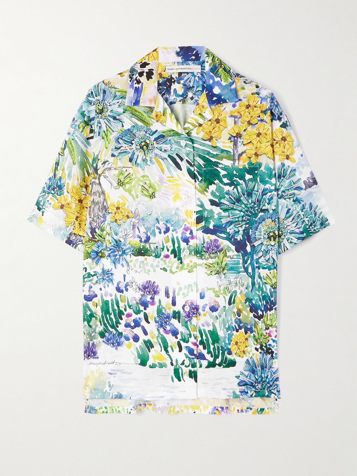 Mary Katrantzou - Vero Printed Twill Shirt - Blue