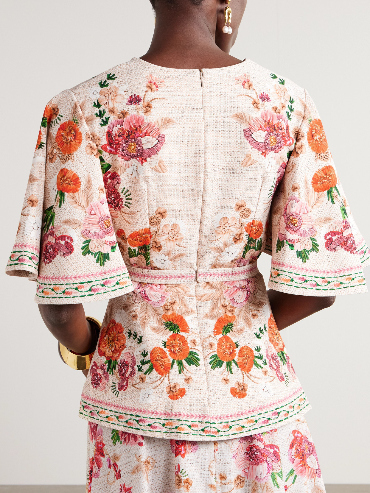 Mary Katrantzou Printed Jersey Blouse In Pink