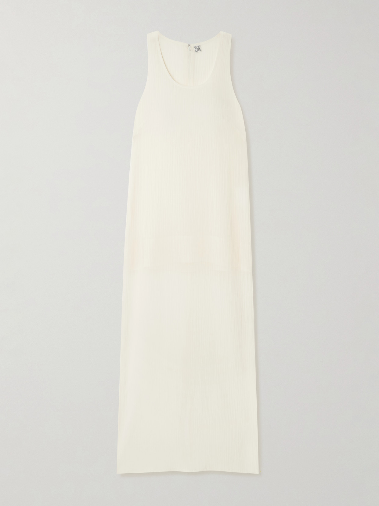 Totême Crinkled Cotton Blend Scoop Long Dress In White