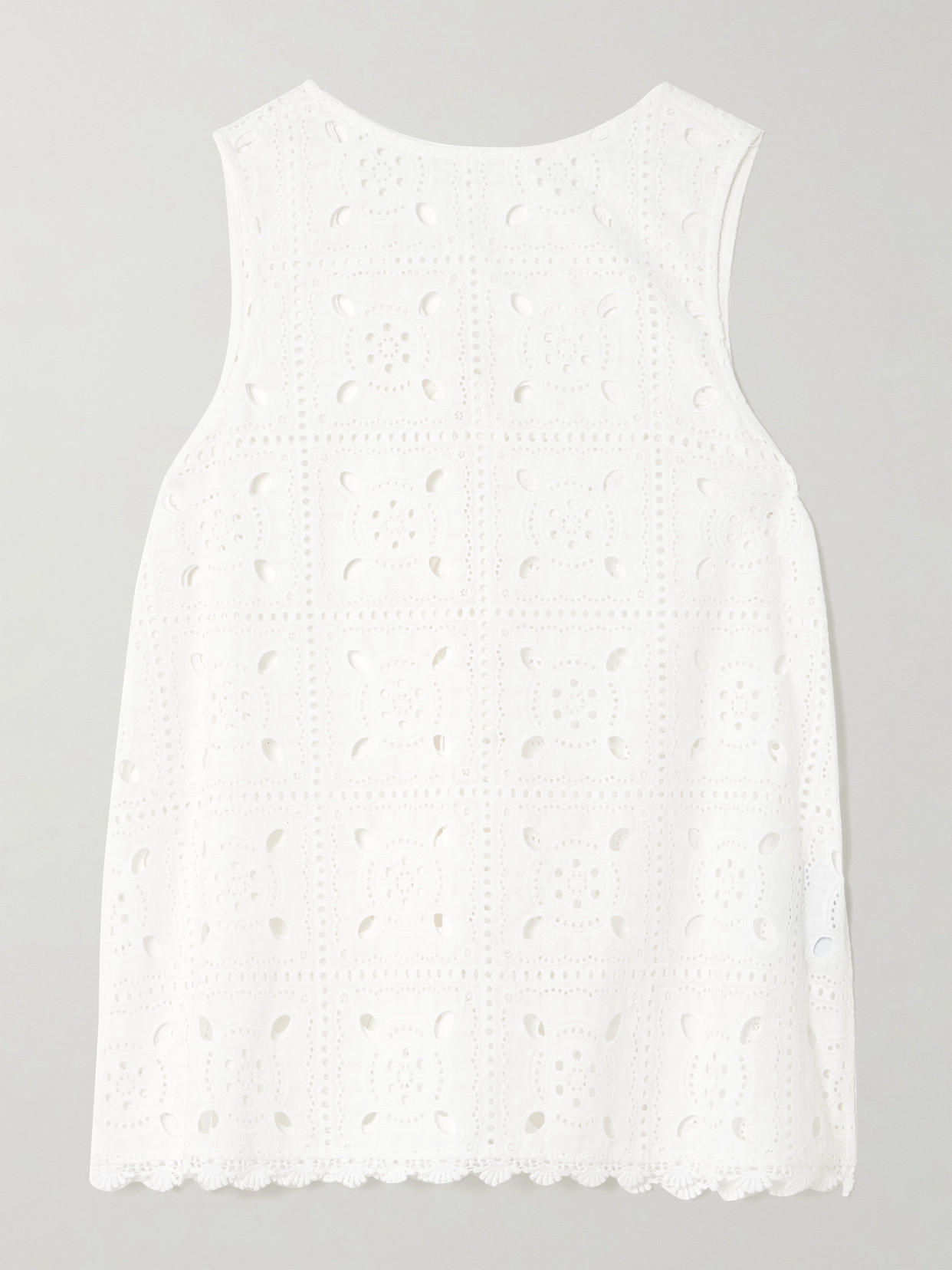 Miguelina Tula Reversible Scalloped Broderie Anglaise Cotton Top In White