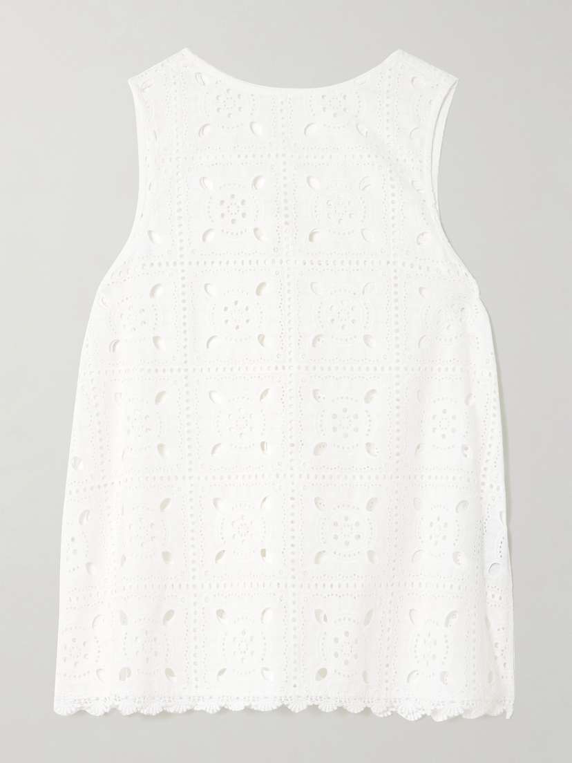 Miguelina Tula Reversible Scalloped Broderie Anglaise Cotton Top