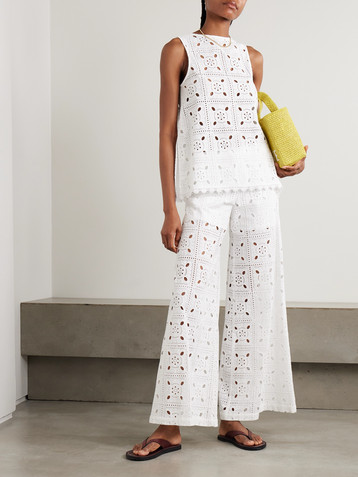 Miguelina Tula reversible scalloped broderie anglaise cotton top