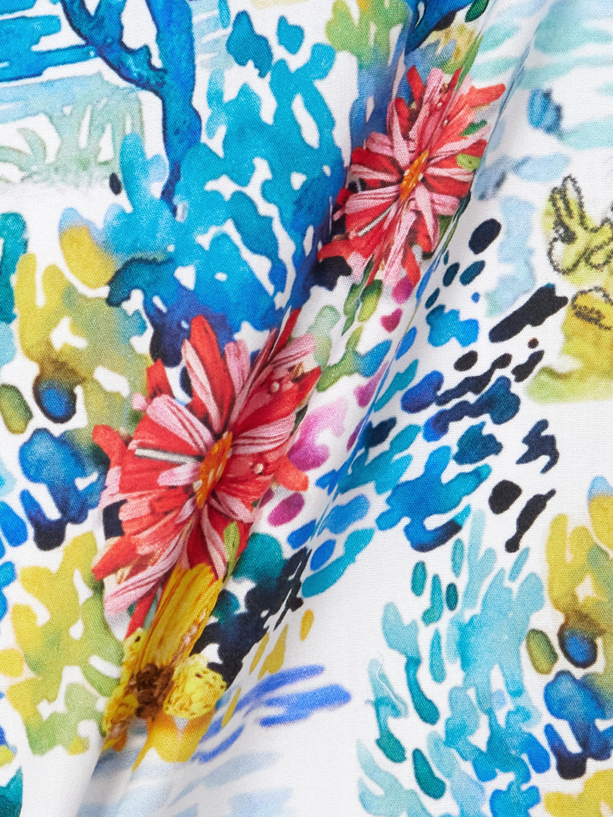 Mary Katrantzou Cadiot Pleated Floral-print Cotton-poplin Midi Skirt In Blue