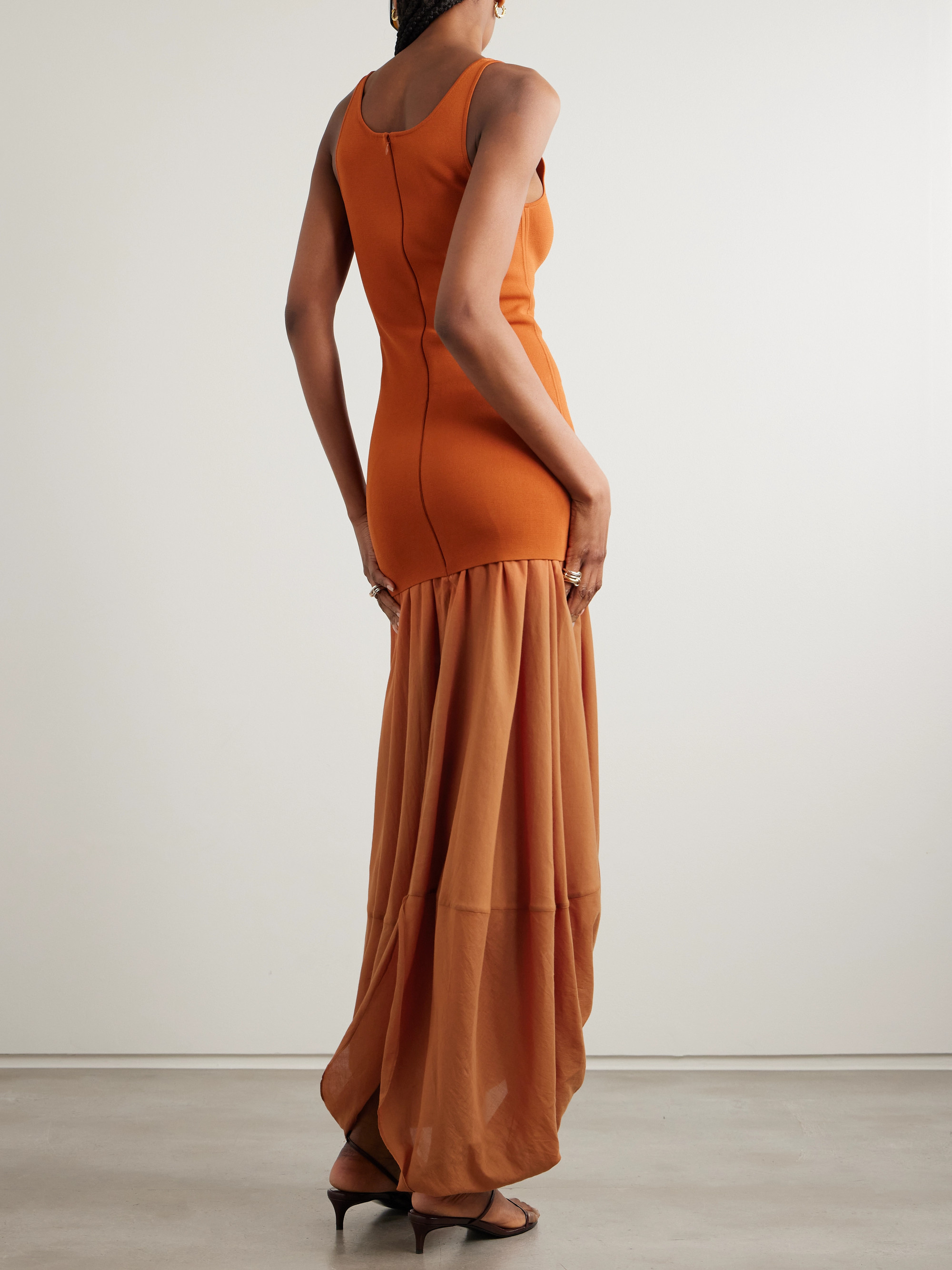TOTEME - Cocoon draped voile and stretch-knit maxi dress | Plush