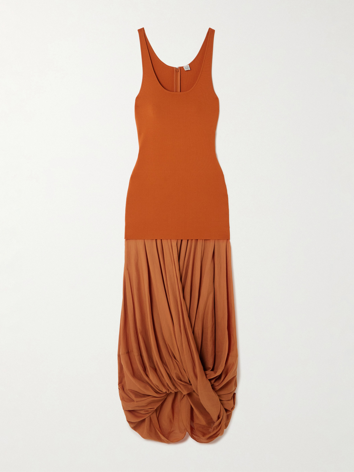 Totême Cocoon Draped Voile And Stretch-knit Maxi Dress