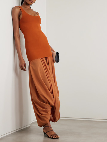 TOTEME Cocoon draped voile and stretch-knit maxi dress