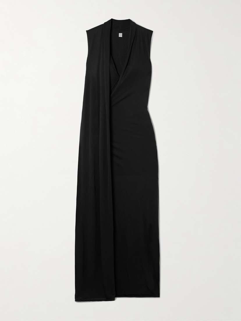 TOTEME Draped Layered Jersey Maxi Dress