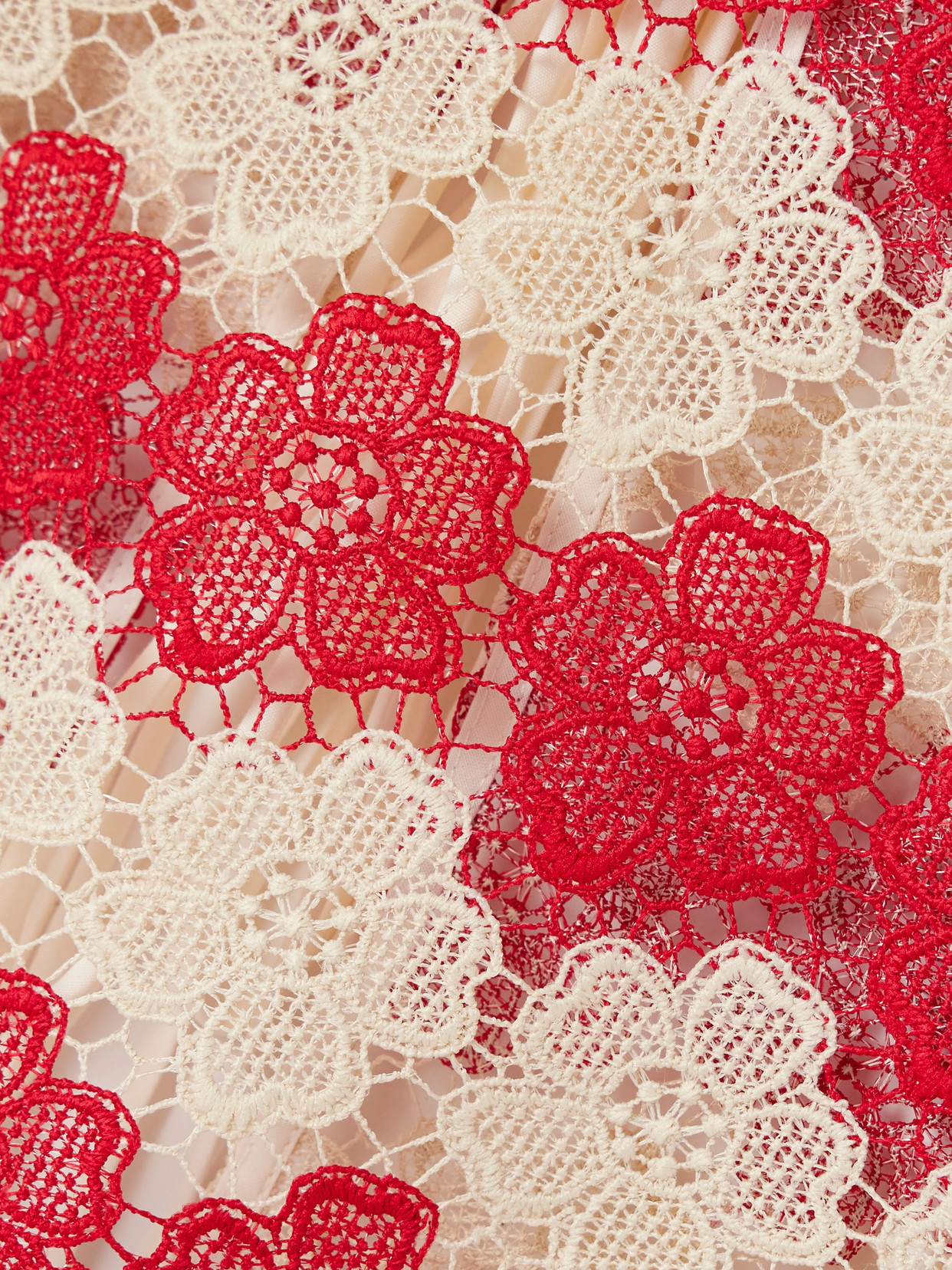 Miguelina Dupree Cropped Guipure Lace Tank In Red