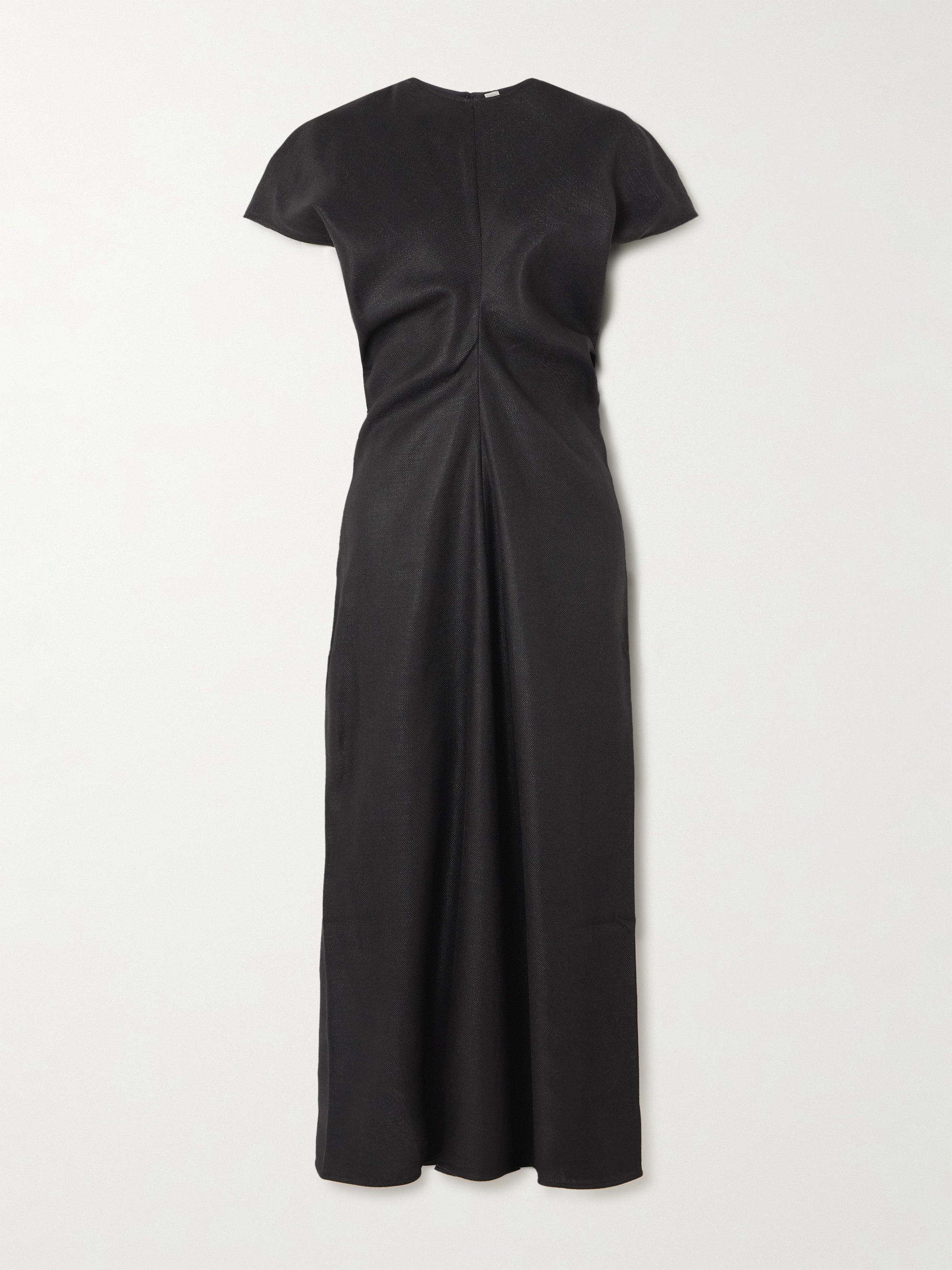 TOTEME Gathered woven midi dress thumbnail